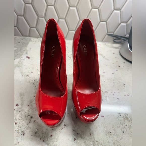 New Guess Platform Peep Toe Heels - Picture 2 of 4